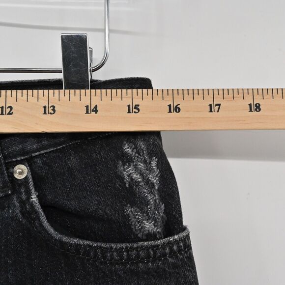 ZARA Jeans Womens Size 6 Black Velvet Side Stripe Premium Denim Tapered Leg Goth - Picture 9 of 11